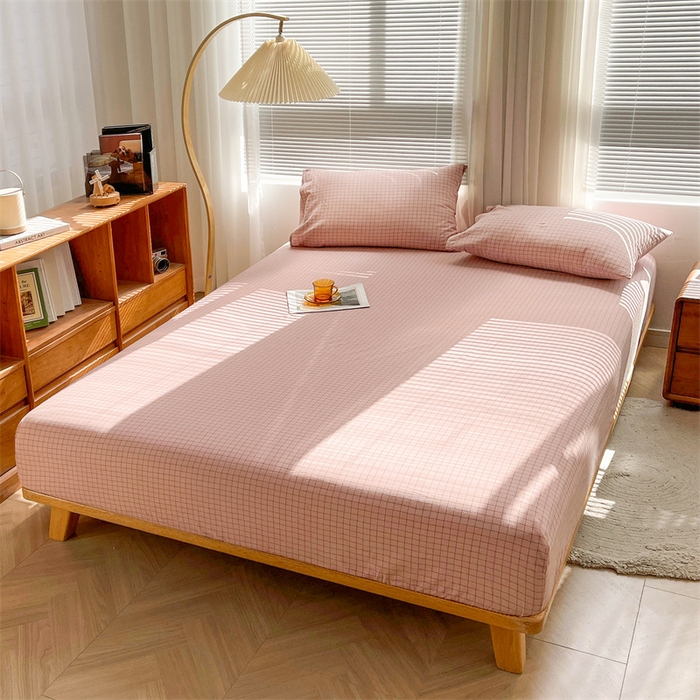 91家纺网 家纺一手货源 找家纺 恋人优选 2026新款全棉纯棉水洗棉单床笠床笠单件 小粉格