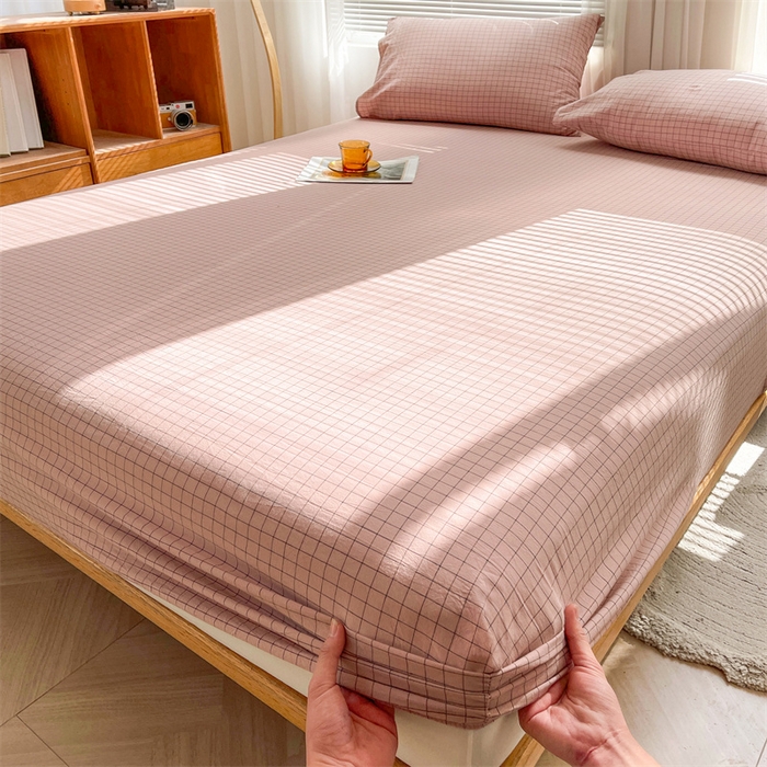 91家纺网 家纺一手货源 找家纺 恋人优选 2026新款全棉纯棉水洗棉单床笠床笠单件 小粉格