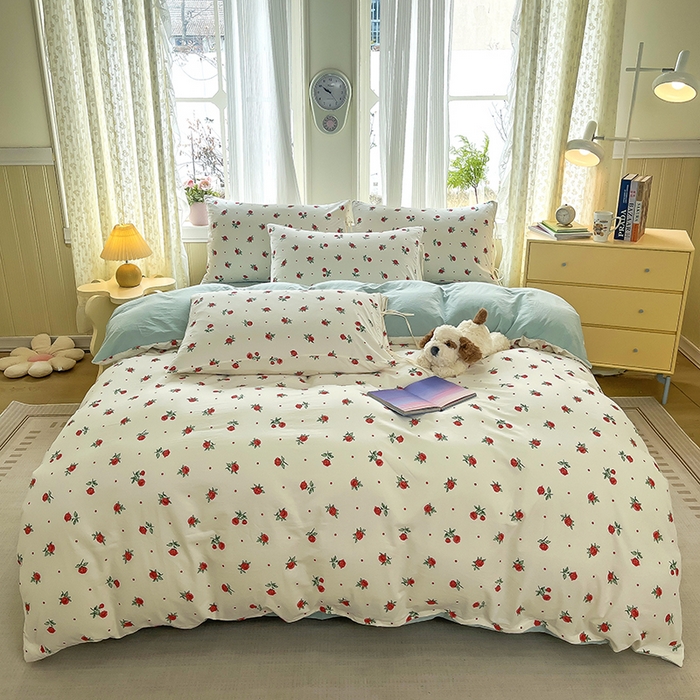 91家纺网 家纺一手货源 找家纺 帛洵家纺 2026新款110g超柔水洗宝宝有氧仿棉四件套（提供买家秀） 小蔷薇