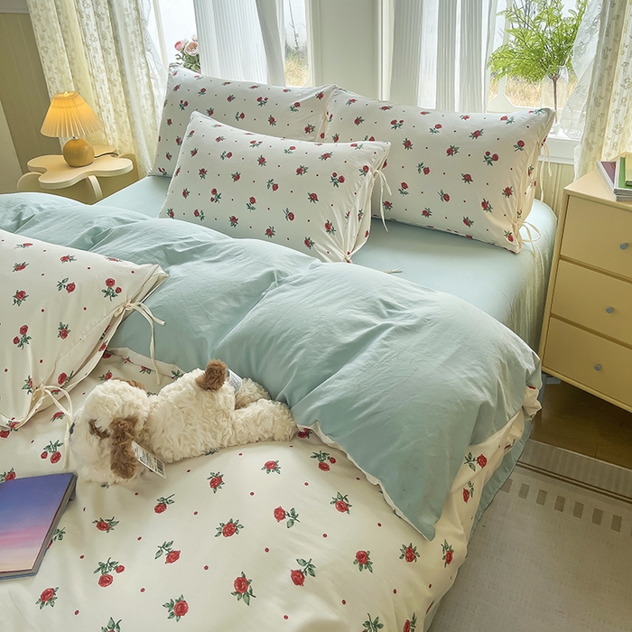 91家纺网 家纺一手货源 找家纺 帛洵家纺 2026新款110g超柔水洗宝宝有氧仿棉四件套（提供买家秀） 小蔷薇