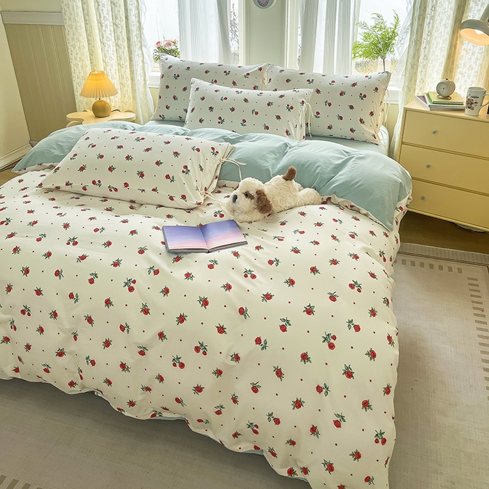 91家纺网 家纺一手货源 找家纺 帛洵家纺 2026新款110g超柔水洗宝宝有氧仿棉四件套（提供买家秀） 小蔷薇