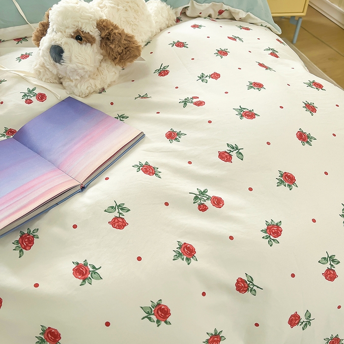 91家纺网 家纺一手货源 找家纺 帛洵家纺 2026新款110g超柔水洗宝宝有氧仿棉四件套（提供买家秀） 小蔷薇