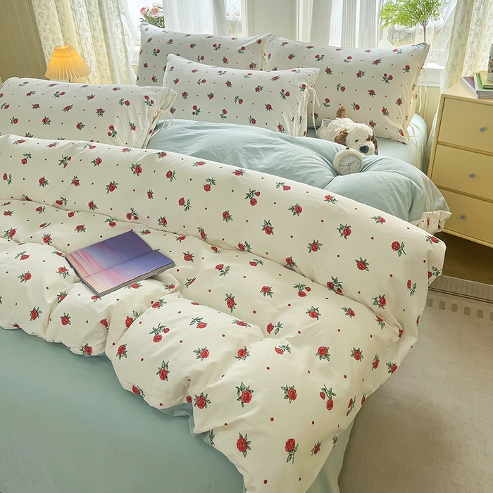 91家纺网 家纺一手货源 找家纺 帛洵家纺 2026新款110g超柔水洗宝宝有氧仿棉四件套（提供买家秀） 小蔷薇