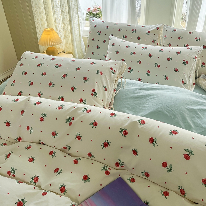 91家纺网 家纺一手货源 找家纺 帛洵家纺 2026新款110g超柔水洗宝宝有氧仿棉四件套（提供买家秀） 小蔷薇