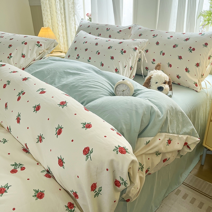 91家纺网 家纺一手货源 找家纺 帛洵家纺 2026新款110g超柔水洗宝宝有氧仿棉四件套（提供买家秀） 小蔷薇