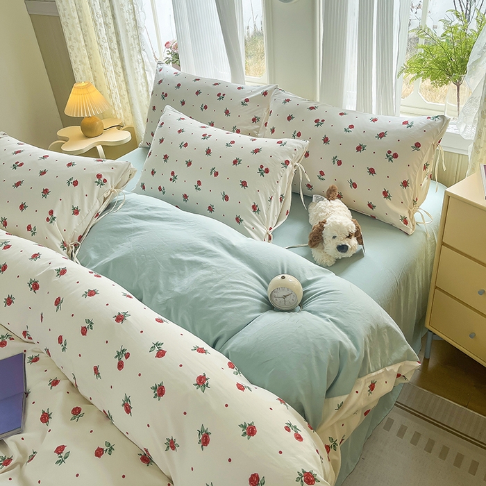 91家纺网 家纺一手货源 找家纺 帛洵家纺 2026新款110g超柔水洗宝宝有氧仿棉四件套（提供买家秀） 小蔷薇