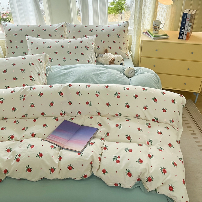 91家纺网 家纺一手货源 找家纺 帛洵家纺 2026新款110g超柔水洗宝宝有氧仿棉四件套（提供买家秀） 小蔷薇