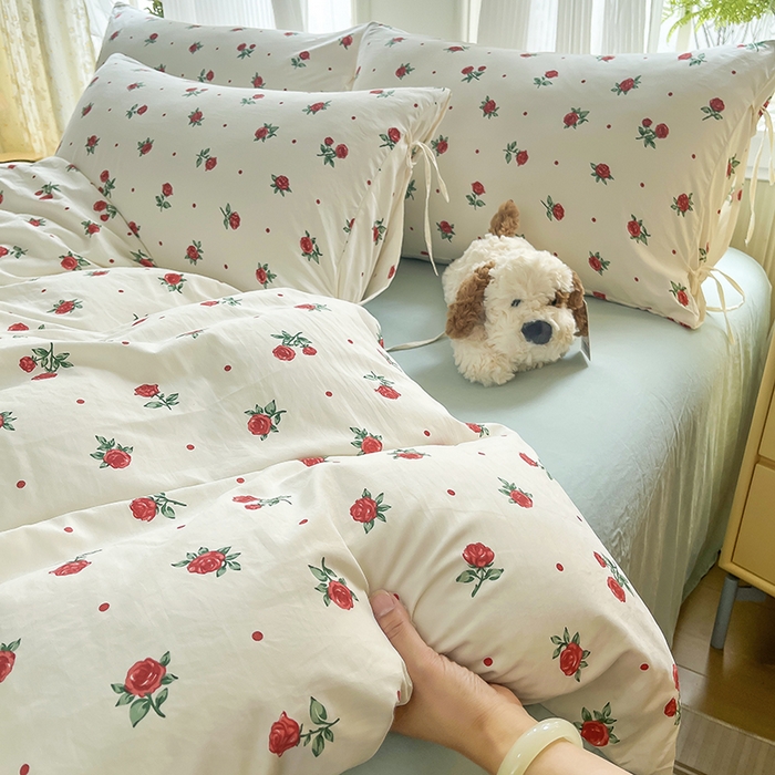 91家纺网 家纺一手货源 找家纺 帛洵家纺 2026新款110g超柔水洗宝宝有氧仿棉四件套（提供买家秀） 小蔷薇