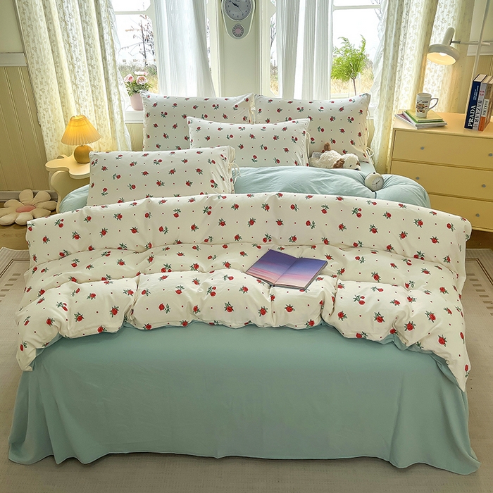 91家纺网 家纺一手货源 找家纺 帛洵家纺 2026新款110g超柔水洗宝宝有氧仿棉四件套（提供买家秀） 小蔷薇