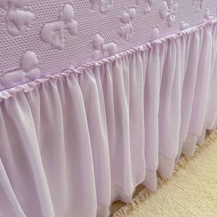 91家纺网 家纺一手货源 找家纺 （总）红夫人 2026新款凉豆豆PE高分子凉感弯边床裙凉席三件套--小确幸（三明治复合+精美手提包）