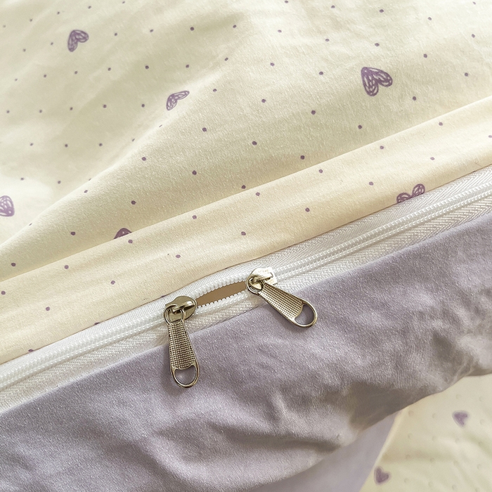 91家纺网 家纺一手货源 找家纺 帛洵家纺 2026新款110g超柔水洗宝宝有氧仿棉四件套（提供买家秀） 小心心-紫