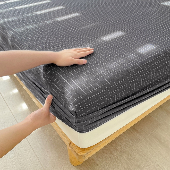 91家纺网 家纺一手货源 找家纺 恋人优选 2026新款全棉纯棉水洗棉单床笠床笠单件 小灰格