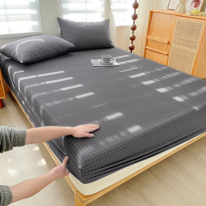 91家纺网 家纺一手货源 找家纺 恋人优选 2026新款全棉纯棉水洗棉单床笠床笠单件 小灰格