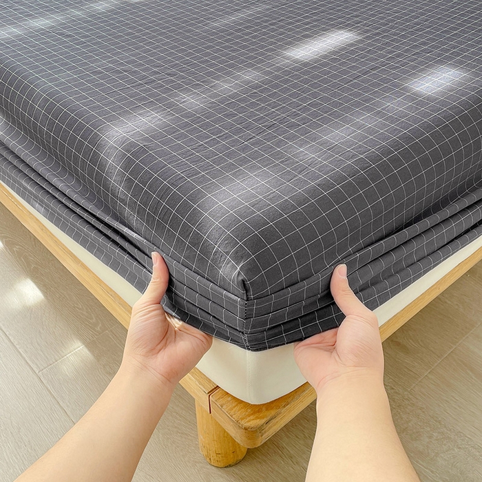 91家纺网 家纺一手货源 找家纺 恋人优选 2026新款全棉纯棉水洗棉单床笠床笠单件 小灰格