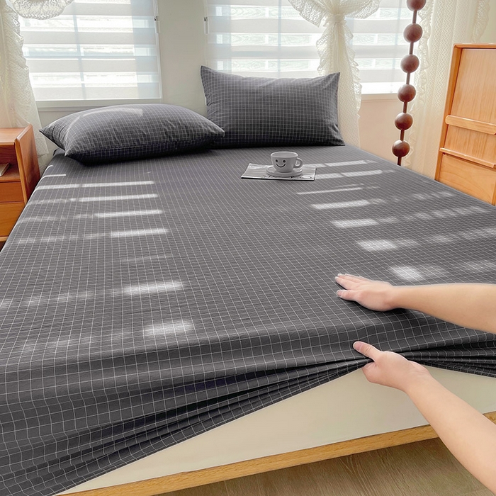 91家纺网 家纺一手货源 找家纺 恋人优选 2026新款全棉纯棉水洗棉单床笠床笠单件 小灰格