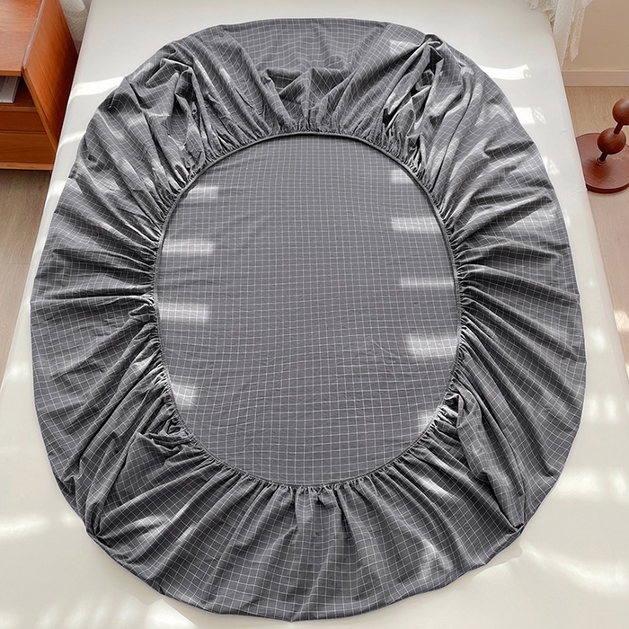 91家纺网 家纺一手货源 找家纺 恋人优选 2026新款全棉纯棉水洗棉单床笠床笠单件 小灰格