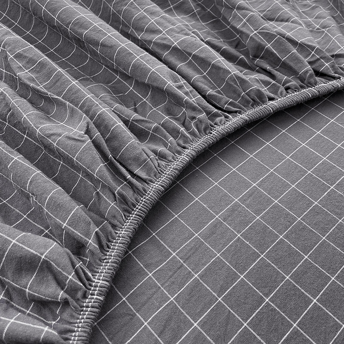 91家纺网 家纺一手货源 找家纺 恋人优选 2026新款全棉纯棉水洗棉单床笠床笠单件 小灰格