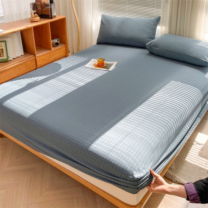 91家纺网 家纺一手货源 找家纺 恋人优选 2026新款全棉纯棉水洗棉单床笠床笠单件 小蓝格