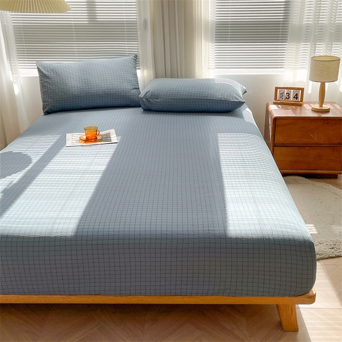 91家纺网 家纺一手货源 找家纺 恋人优选 2026新款全棉纯棉水洗棉单床笠床笠单件 小蓝格