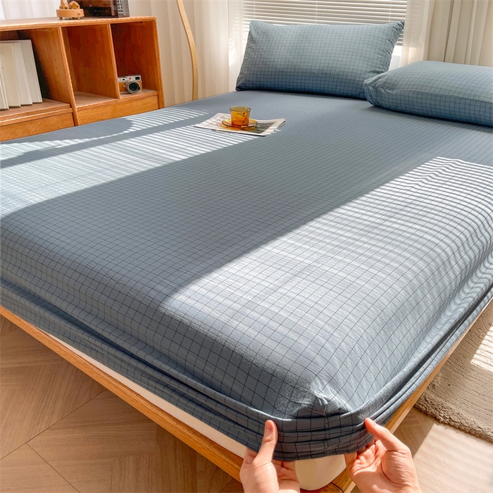 91家纺网 家纺一手货源 找家纺 恋人优选 2026新款全棉纯棉水洗棉单床笠床笠单件 小蓝格