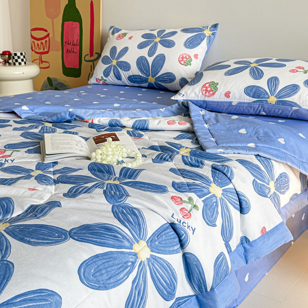 91家纺网 家纺一手货源 找家纺 梵克保罗 2026春夏新款10A抗菌全棉印花夏被被子被芯空调被四件套 小情调