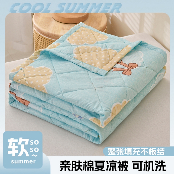91家纺网 家纺一手货源 找家纺 培童   2025新款超声波亲肤绒夏被夏凉被直播爆款超声波夏被空调被礼品被 云朵