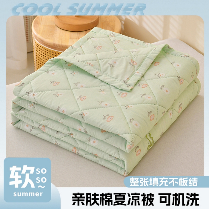 91家纺网 家纺一手货源 找家纺 培童   2025新款超声波亲肤绒夏被夏凉被直播爆款超声波夏被空调被礼品被 清新夏日