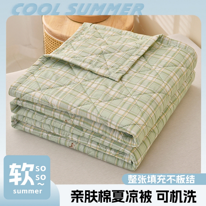 91家纺网 家纺一手货源 找家纺 培童   2025新款超声波亲肤绒夏被夏凉被直播爆款超声波夏被空调被礼品被 自由格  绿
