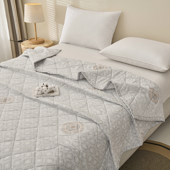 91家纺网 家纺一手货源 找家纺 培童   2025新款超声波亲肤绒夏被夏凉被直播爆款超声波夏被空调被礼品被 简约  灰