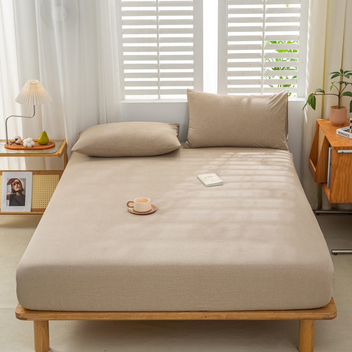 恋人优选 2026新款全棉纯棉水洗棉单床笠床笠单件 杏仁棕