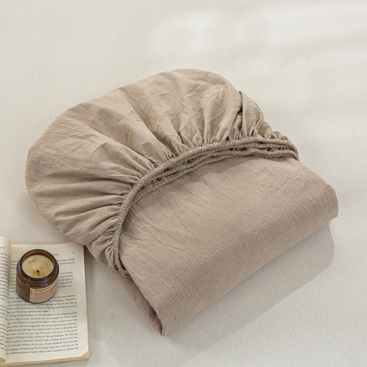 91家纺网 家纺一手货源 找家纺 恋人优选 2026新款全棉纯棉水洗棉单床笠床笠单件 杏仁棕