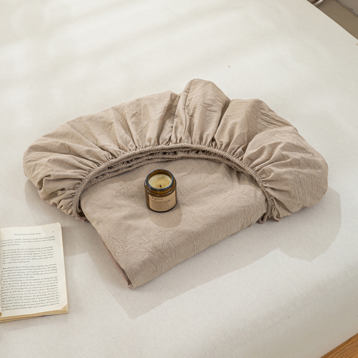 91家纺网 家纺一手货源 找家纺 恋人优选 2026新款全棉纯棉水洗棉单床笠床笠单件 杏仁棕