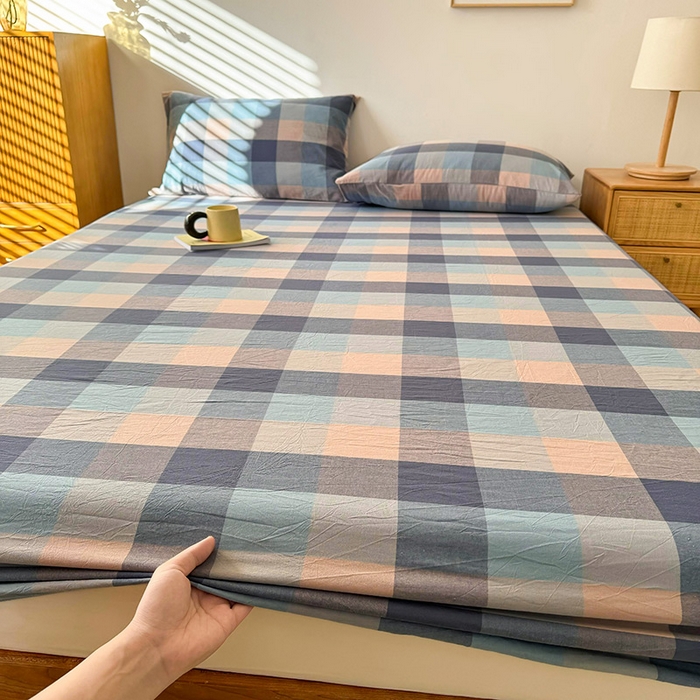 91家纺网 家纺一手货源 找家纺 恋人优选 2026新款全棉纯棉水洗棉单床笠床笠单件 英伦-兰