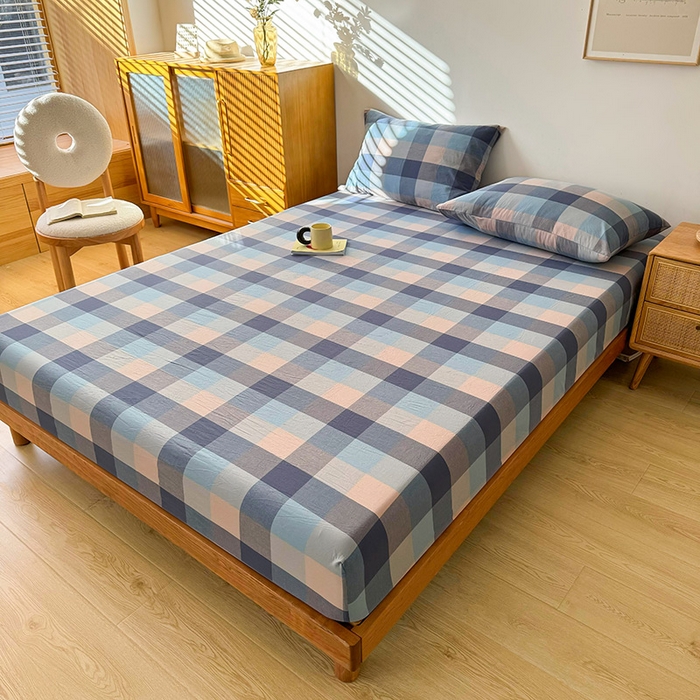 91家纺网 家纺一手货源 找家纺 恋人优选 2026新款全棉纯棉水洗棉单床笠床笠单件 英伦-兰