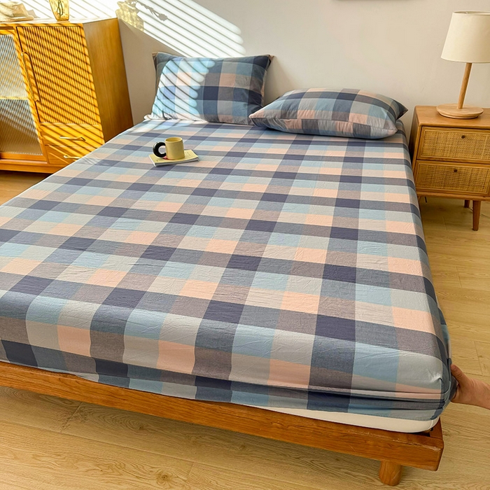 91家纺网 家纺一手货源 找家纺 恋人优选 2026新款全棉纯棉水洗棉单床笠床笠单件 英伦-兰