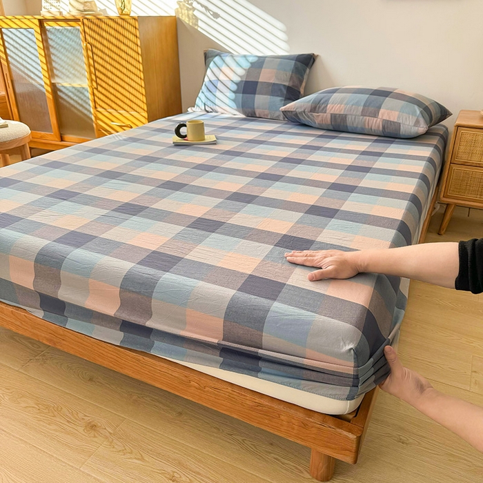 91家纺网 家纺一手货源 找家纺 恋人优选 2026新款全棉纯棉水洗棉单床笠床笠单件 英伦-兰