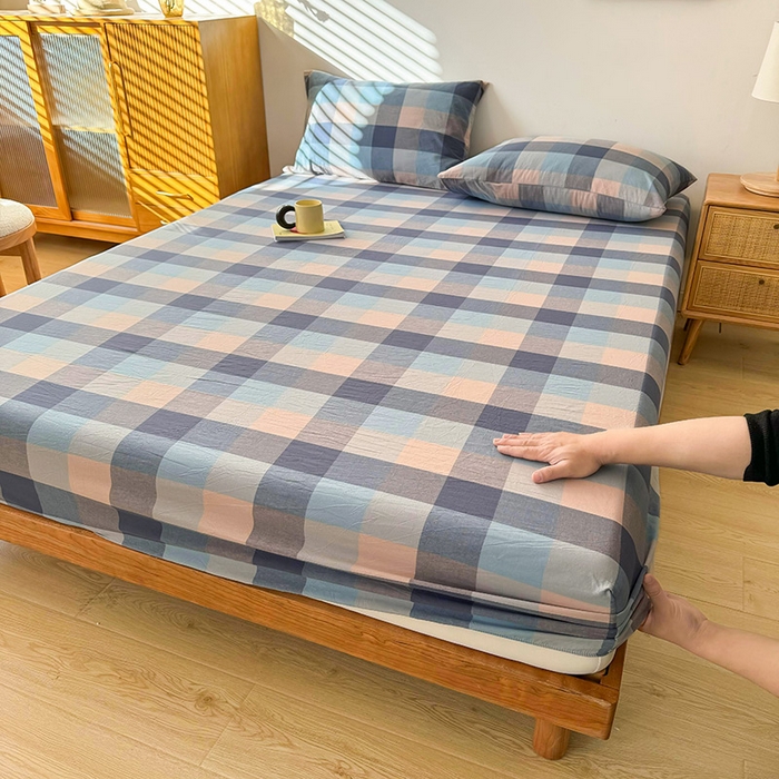 91家纺网 家纺一手货源 找家纺 恋人优选 2026新款全棉纯棉水洗棉单床笠床笠单件 英伦-兰