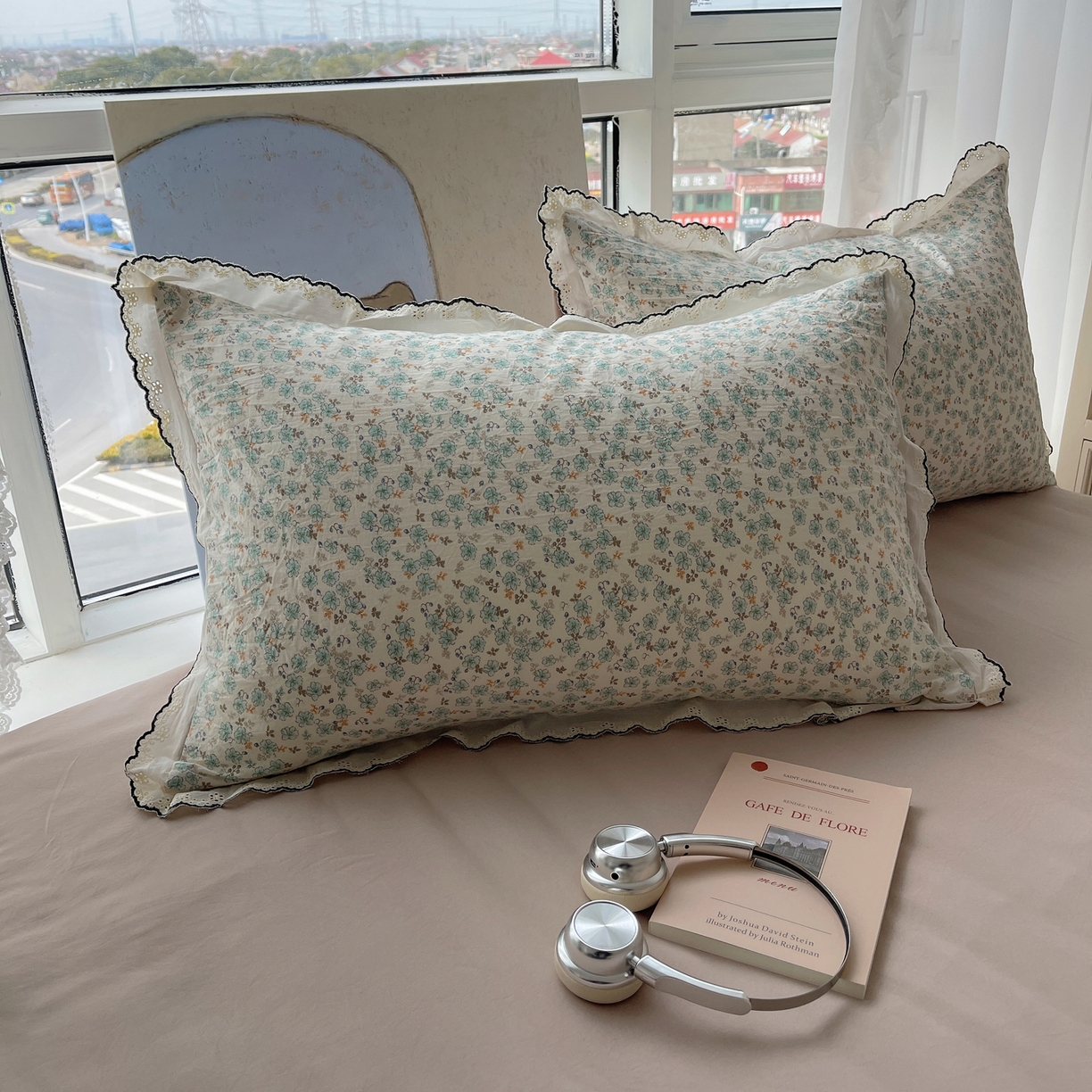 91家纺网 家纺一手货源 找家纺 梵克保罗 2026春夏新款10A抗菌全棉黑色花边云朵棉单夏被/夏被四件套空调被 云朵棉-青芜花野