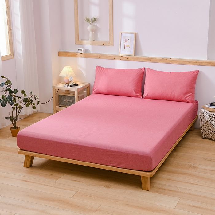 91家纺网 家纺一手货源 找家纺 恋人优选 2026新款全棉纯棉水洗棉单床笠床笠单件 砖红