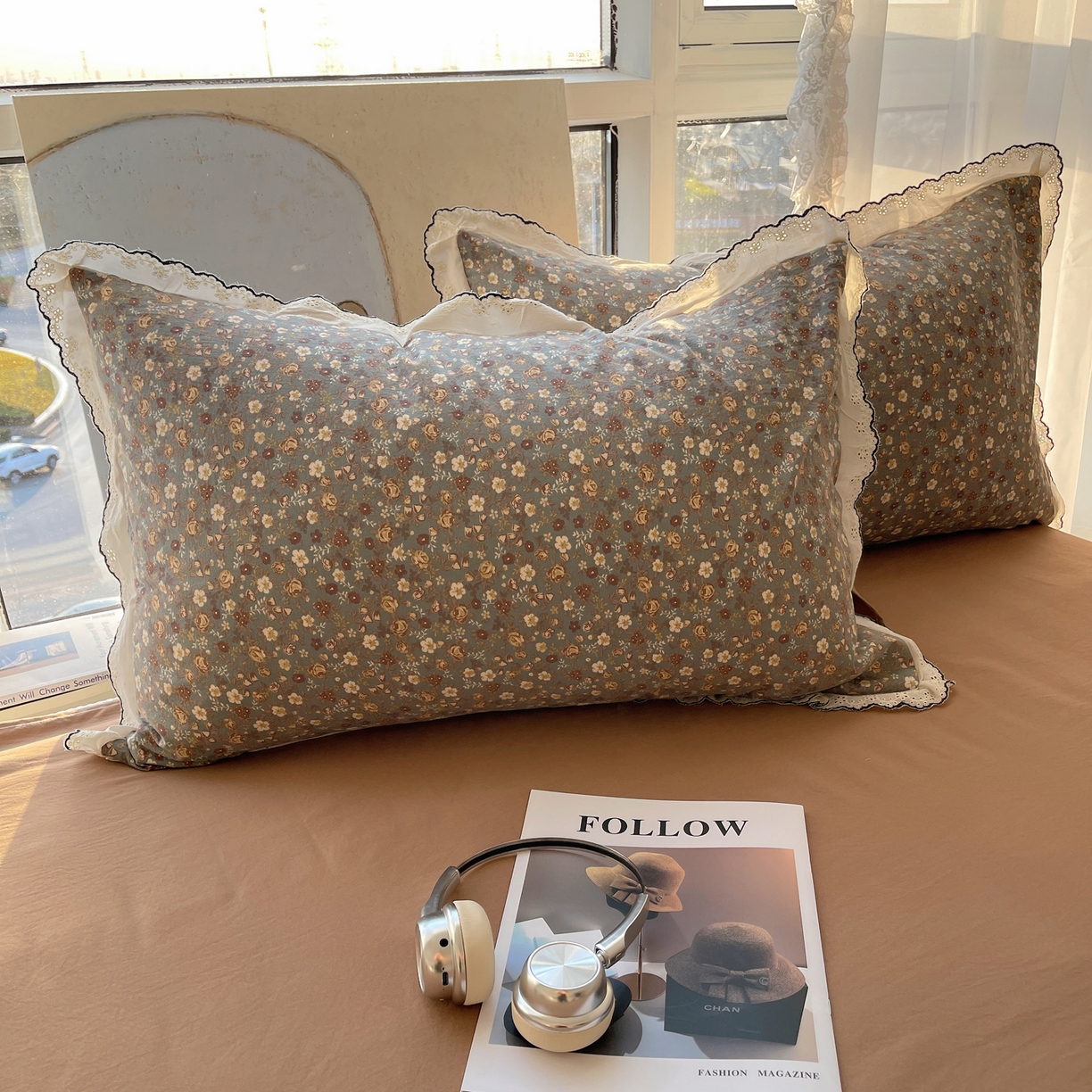 91家纺网 家纺一手货源 找家纺 梵克保罗 2026春夏新款10A抗菌全棉黑色花边云朵棉单夏被/夏被四件套空调被 云朵棉-青黛花笺