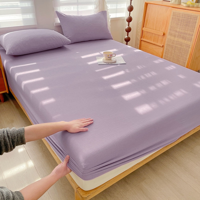 91家纺网 家纺一手货源 找家纺 恋人优选 2026新款全棉纯棉水洗棉单床笠床笠单件 紫色