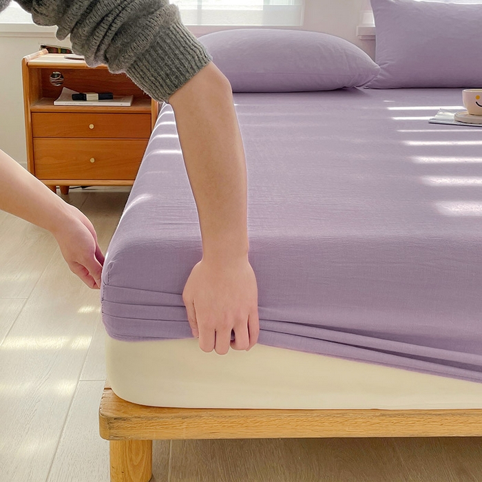 91家纺网 家纺一手货源 找家纺 恋人优选 2026新款全棉纯棉水洗棉单床笠床笠单件 紫色