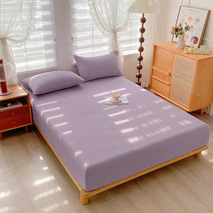 91家纺网 家纺一手货源 找家纺 恋人优选 2026新款全棉纯棉水洗棉单床笠床笠单件 紫色