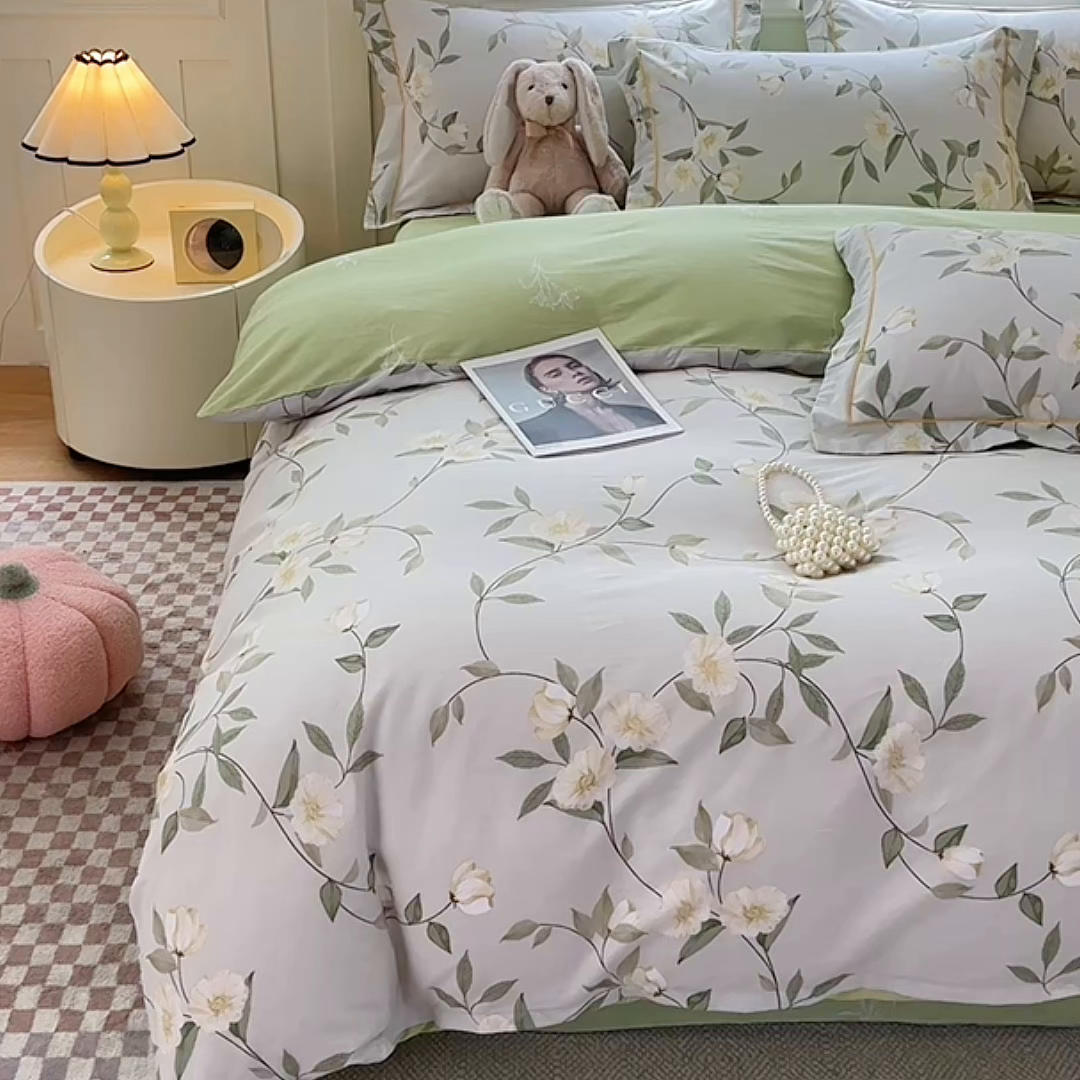 91家纺网 家纺一手货源 找家纺 宇彬家纺 2026新款13070A类全棉纯棉印花单被套被套单件-一字绣工艺款系列 一字绣 白藤