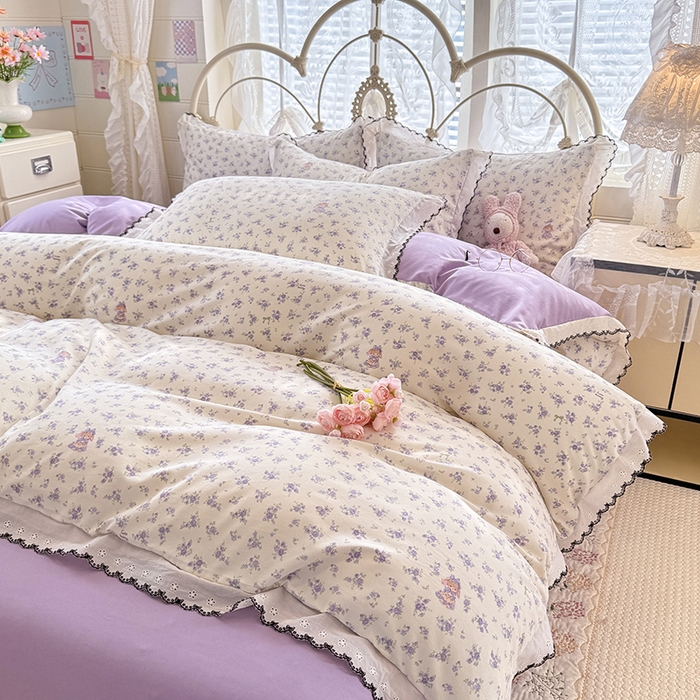 91家纺网 家纺一手货源 找家纺 乐窝家纺仓储 2026新款古法水洗云感棉印花四件套 古法-花田兔