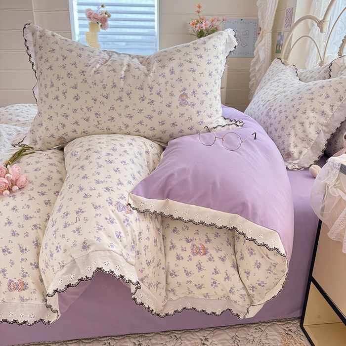 91家纺网 家纺一手货源 找家纺 乐窝家纺仓储 2026新款古法水洗云感棉印花四件套 古法-花田兔