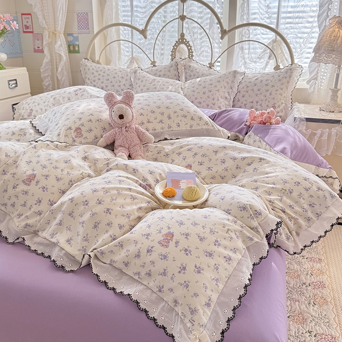 91家纺网 家纺一手货源 找家纺 乐窝家纺仓储 2026新款古法水洗云感棉印花四件套 古法-花田兔