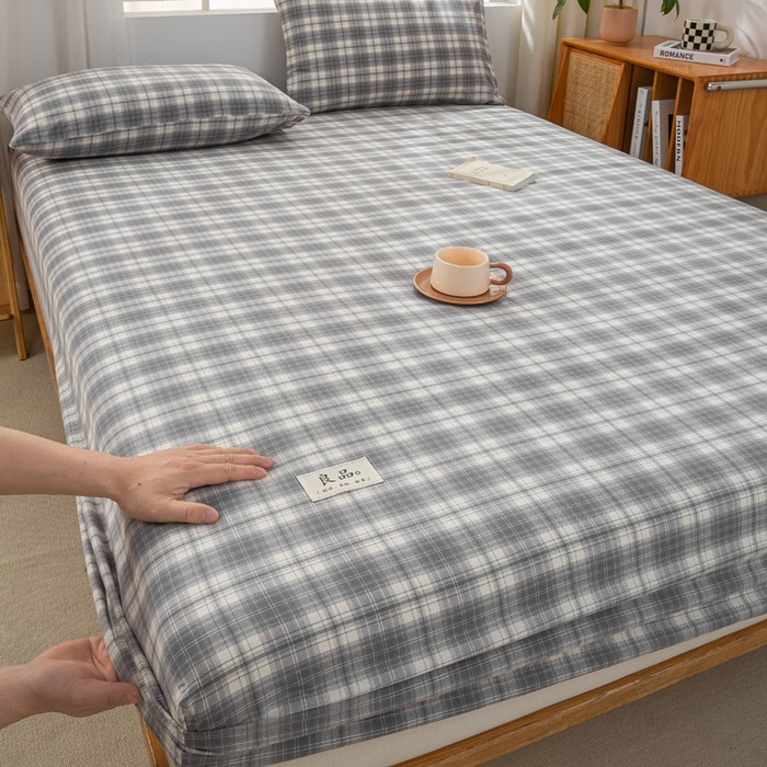 91家纺网 家纺一手货源 找家纺 恋人优选 2026新款全棉纯棉水洗棉单床笠床笠单件 格韵灰（有标款）