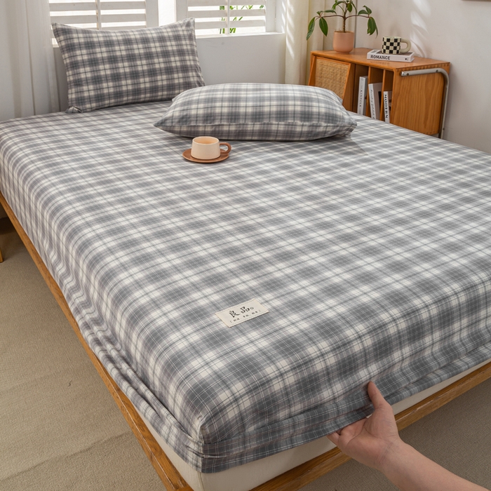 91家纺网 家纺一手货源 找家纺 恋人优选 2026新款全棉纯棉水洗棉单床笠床笠单件 格韵灰（有标款）