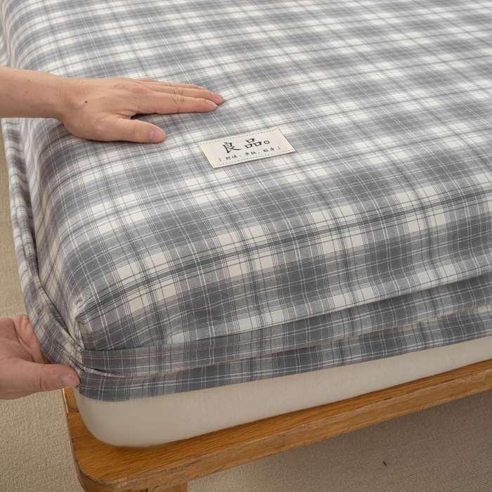 91家纺网 家纺一手货源 找家纺 恋人优选 2026新款全棉纯棉水洗棉单床笠床笠单件 格韵灰（有标款）